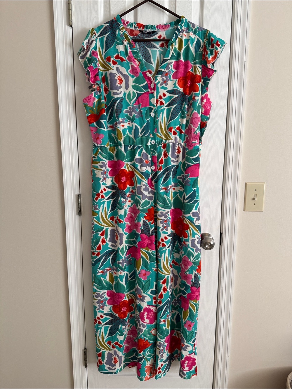 BloomChic green and pink floral Jumpsuit - Picture 3 of 5